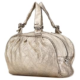 Chanel-Chanel Gold Metallic Calfskin Le Marais Duffle Bag-Golden