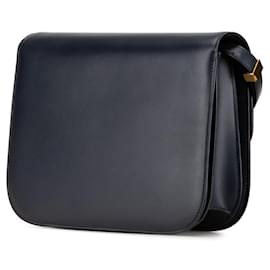 Céline-Celine Classic Box Medium Shoulder Bag-Navy blue