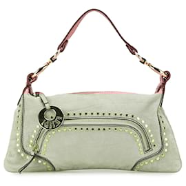 Fendi-Fendi Pink Studded Nubuck Chef Pocket Shoulder Bag-Pink