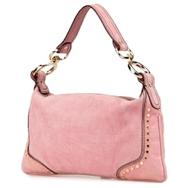 Fendi-Fendi Pink Studded Nubuck Chef Pocket Shoulder Bag-Pink