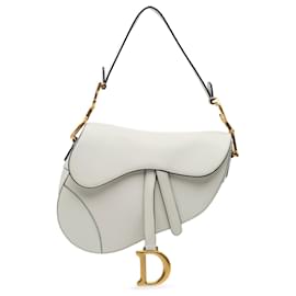 Dior-Dior White Grained Calfskin Saddle Bag-White