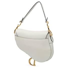 Dior-Dior White Grained Calfskin Saddle Bag-White