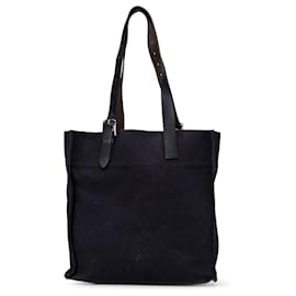 Hermès-Sac de shopping Hermès Blue Toile Etriviere-Bleu,Bleu Marine
