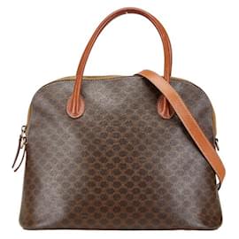 Céline-Celine Macadam Handbag Shoulder Bag-Brown