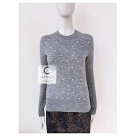 Chanel-Chanel New Pearl Embellished Grey Jumper 34 FR-Grey
