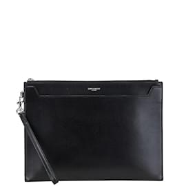 Saint Laurent-Saint Laurent Black Leather Clutch Bag-Black