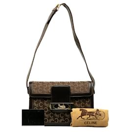 Céline-Celine C Macadam Carriage Hardware Shoulder Bag-Brown