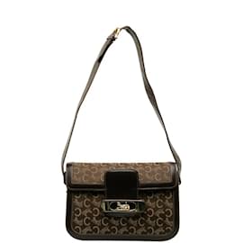 Céline-Celine C Macadam Carriage Hardware Shoulder Bag-Brown