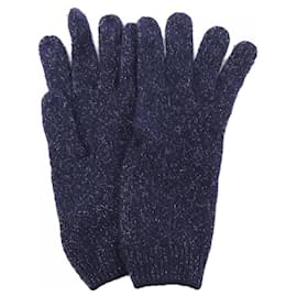 Chanel-Chanel Navy Cashmere and Silk Gloves-Navy blue