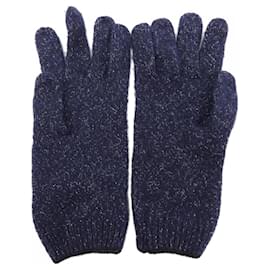 Chanel-Chanel Navy Cashmere and Silk Gloves-Navy blue