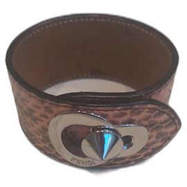 Fendi Pink Exotic Leather Snake Bracelet Pink