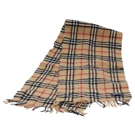 Autre Marque-Burberrys Nova Check Scarf Wool Beige Auth am7660-Beige