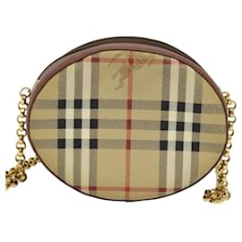 Autre Marque-Burberrys Nova Check Chain Shoulder Bag PVC Leather Brown Beige Auth BA241-Brown,Beige