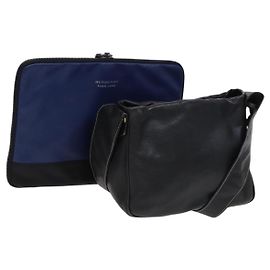 BURBERRY Shoulder Black Label Business Bag 2Set Blue Black Auth 112221 Black Blue
