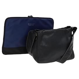 Burberry-BURBERRY Shoulder Black Label Business Bag 2Set Blue Black Auth 112221-Black,Blue