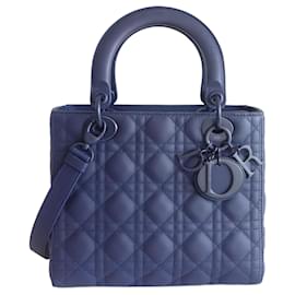 Dior-Lady Dior Ultramatte medium bag-Dark blue
