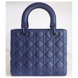 Dior-Lady Dior Ultramatte medium bag-Dark blue