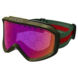 Gucci-maschera sci GUCCI - GG1210S - SHINY SOLID DARK GREEN - INJECTION-Pink,Dark green