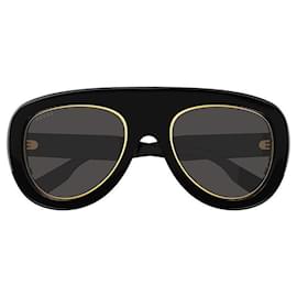 Gucci-GUCCI - GG1152S - PRETO SÓLIDO BRILHANTE - ACETATO-Preto