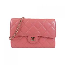 Chanel-Chanel Timeless Classic Line 84512 Chain Wallet-Pink