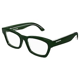 Balenciaga-BALENCIAGA - BB0242O - SHINY SOLID DARK GREEN - ACETATE UNISEX-Green