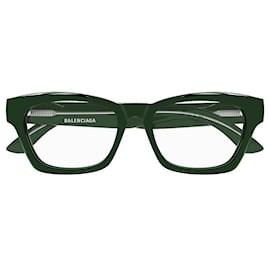 Balenciaga-BALENCIAGA - BB0242O - SHINY SOLID DARK GREEN - ACETATE UNISEX-Green