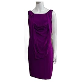 Marchesa Vestido de seda roxa com drapeado Roxo