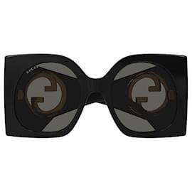 Gucci-GUCCI - GG1254S - SHINY SOLID BLACK - RECYCLED ACETATE-Black,Gold hardware