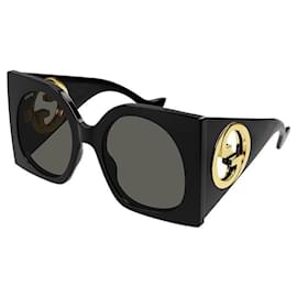 Gucci-GUCCI - GG1254S - SHINY SOLID BLACK - RECYCLED ACETATE-Black,Gold hardware