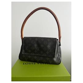 Louis Vuitton-Louis Vuitton Monogram Mini Looping M51147 Handbag (with box)-Brown