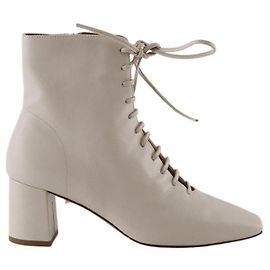 Lk Bennett Beige Leather Lace-Up Boots Beige