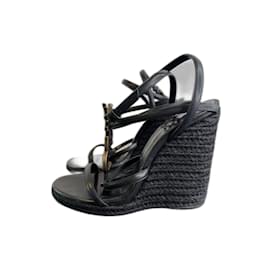 Saint Laurent-Saint Laurent Paris Wedges Cassandre Black Size 36-Black