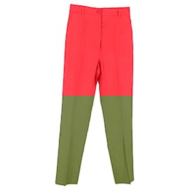 Dolce & Gabbana-Dolce & Gabbana Straight Leg Trousers in Red Cotton-Red