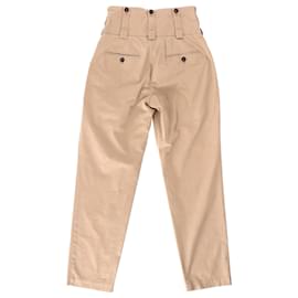 Dolce & Gabbana-Dolce & Gabbana Double-Belted High-Rise Trousers in Brown Cotton-Brown,Red