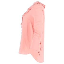 Alexander Mcqueen-Alexander McQueen Ruffled Shirt in Pink Polyester-Brown,Pink