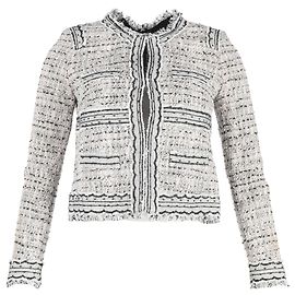 Giambattista Valli Tweed Blazer in Grey Wool Black