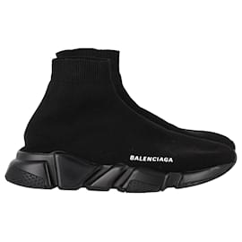 Balenciaga- Balenciaga Speed Trainer Sneakers in Black Polyester-Black