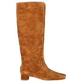 Botas de cano alto com amarração quadrada Loeffler Randall em camurça marrom Marrom Vermelho