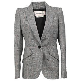 Blazer de lã cinza com padrão xadrez de Alexander McQueen Cinza