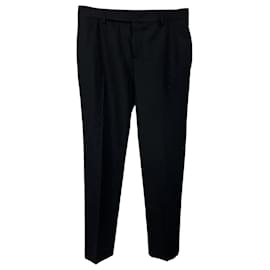 Saint Laurent- Saint Laurent Straight-Leg Trousers in Black Wool-Black