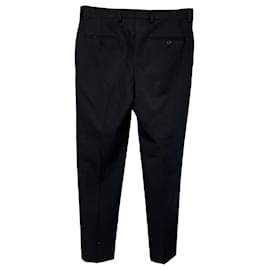 Saint Laurent- Saint Laurent Straight-Leg Trousers in Black Wool-Black