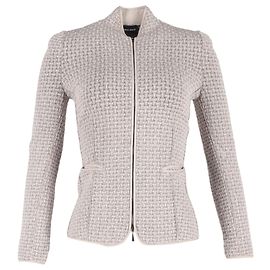 Giacca con zip Giorgio Armani in lana bianca Bianco Crudo