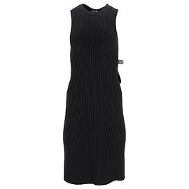 Vestido midi sem mangas em lã preta da Louis Vuitton Preto