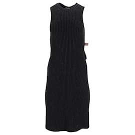 Louis Vuitton- Louis Vuitton Knitted Sleeveless Midi Dress in Black Wool-Black