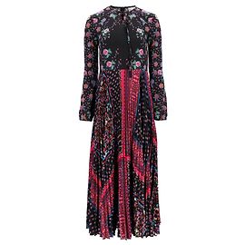 Vestido maxi plissado estampado floral RED Valentino em viscose multicolorida Multicor
