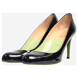 Christian Louboutin-Black patent round-toe pumps - size EU 39.5-Black