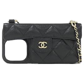 Chanel-Chanel Timeless Classic Line iPhone 14 Pro Phone Case-Black