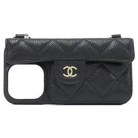 Chanel Timeless Classic Line iPhone 14 Pro Phone Case Black