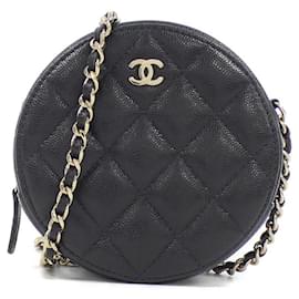 Chanel-Chanel Timeless Classic Caviar Leather Shoulder Bag-Navy blue