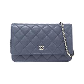 Chanel-Chanel Timeless Classic Line AP0250 Chain Wallet-Golden,Navy blue